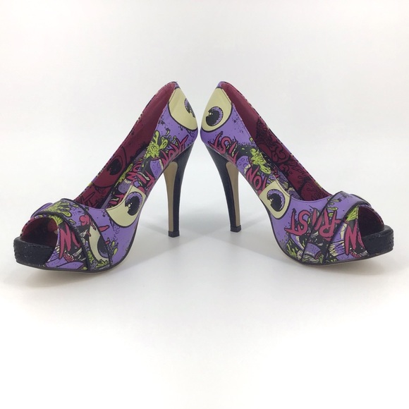 Iron Fist Shoes - IRON FIST Oh No Eyeball Open Toe Platform Heels